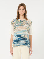 Jersey And Printed Silk T-Shirt for Women - Light Blue - Max Mara KSA