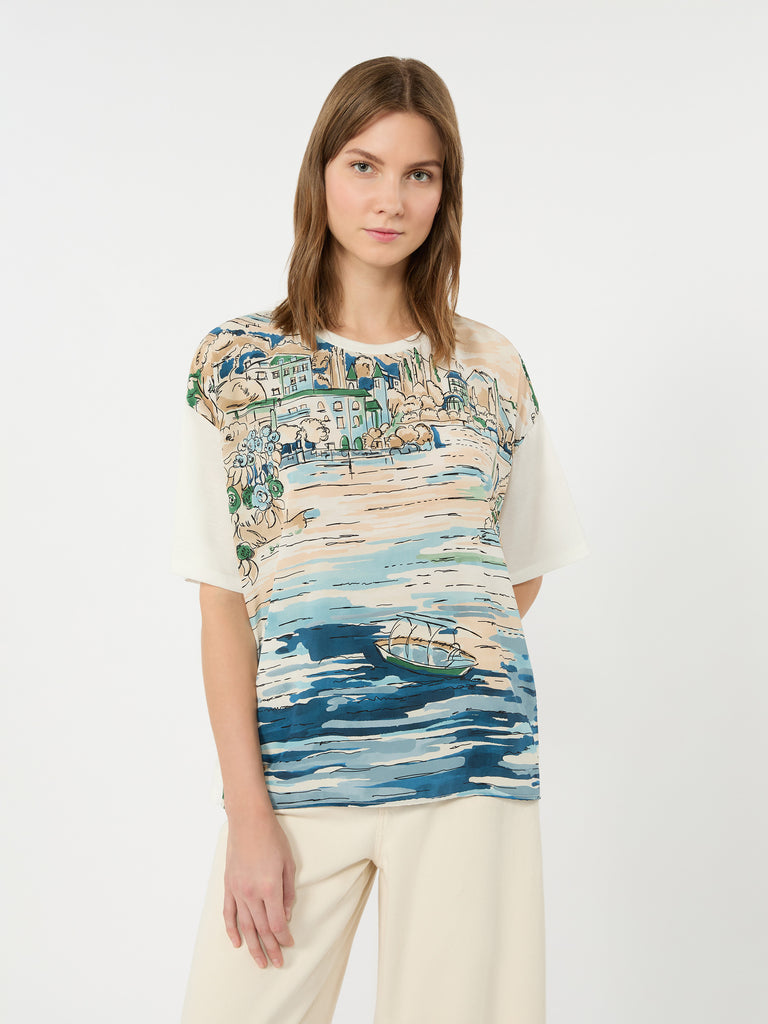 max mara jersey and printed silk t-shirt