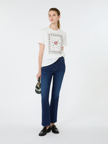 Cotton Print T-Shirt for Women - White - Max Mara KSA