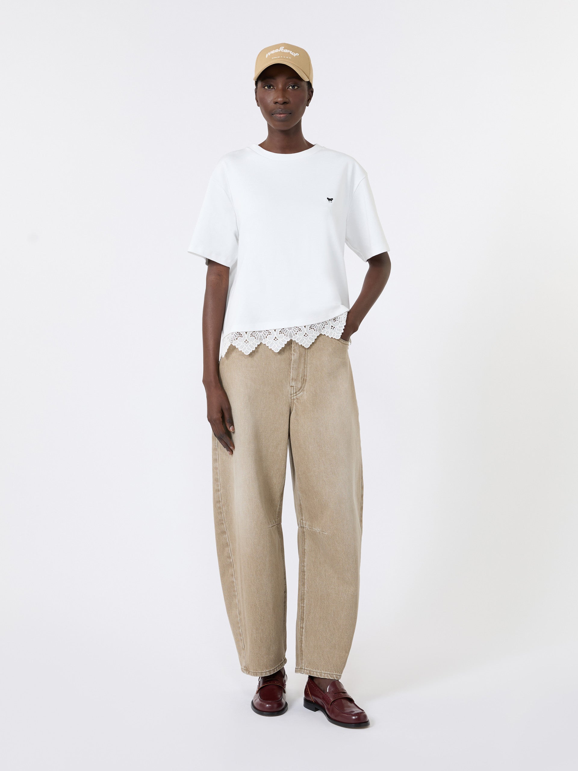 Boxy-Fit Cotton T-Shirt for Women - White - Max Mara KSA