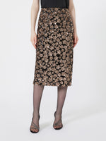 Sequinned And Embroidered Tulle Pencil Skirt for Women - Bronze - Max Mara KSA