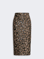Sequinned And Embroidered Tulle Pencil Skirt for Women - Bronze - Max Mara KSA