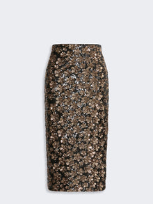 Sequinned And Embroidered Tulle Pencil Skirt for Women - Bronze - Max Mara KSA