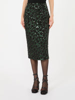 Sequinned And Embroidered Tulle Pencil Skirt for Women - Green - Max Mara KSA