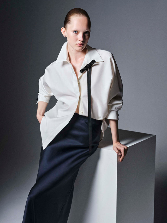 Flowing envers satin skirt