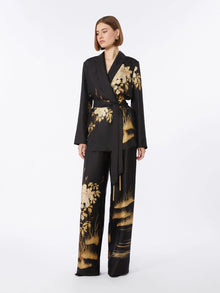 max mara fluid printed silk trousers for women