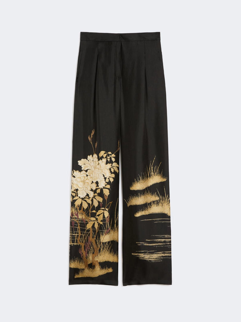 max mara fluid printed silk trousers