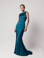 Long Envers Satin Dress for Women - Oil - Max Mara KSA