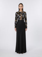 Embroidered tulle and enver satin dress