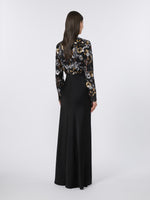 Embroidered tulle and enver satin dress