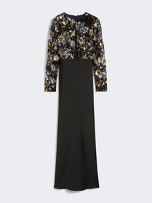 Embroidered tulle and enver satin dress