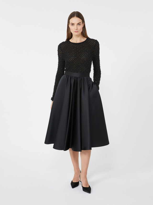 Embroidered wool and mohair yarn sweater