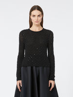 Embroidered wool and mohair yarn sweater