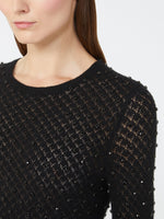 Embroidered wool and mohair yarn sweater