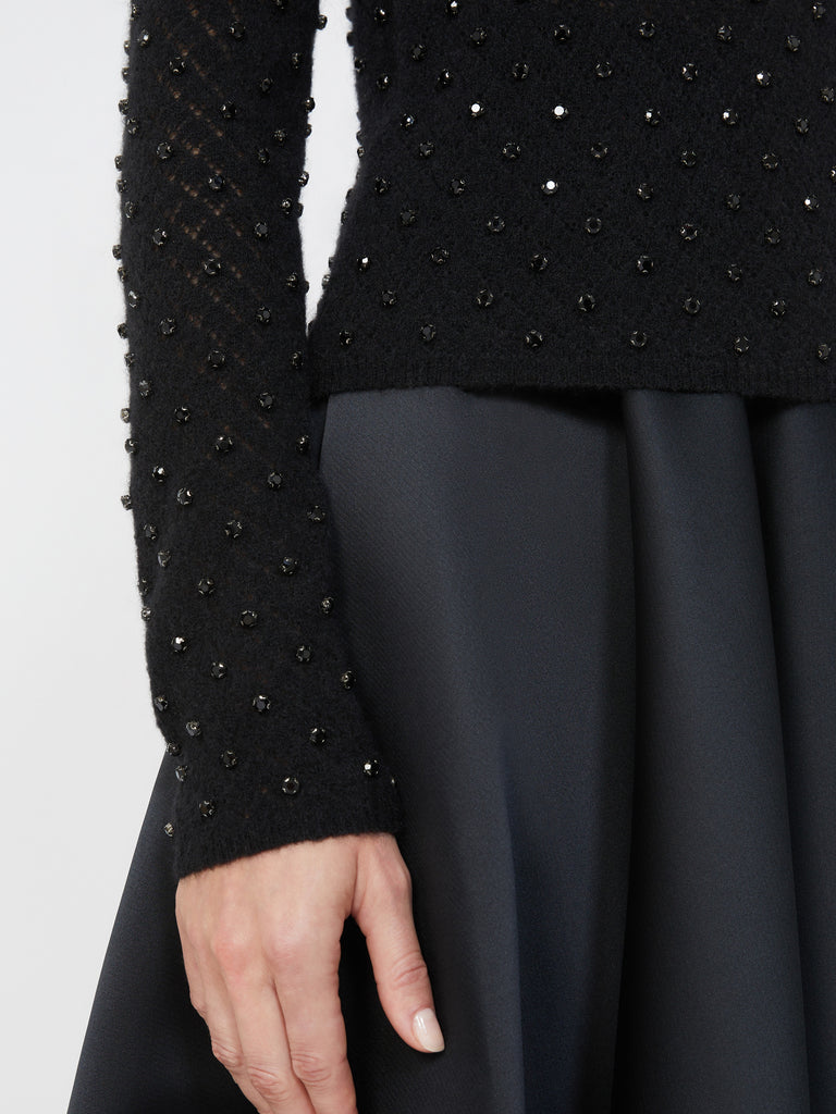 Embroidered wool and mohair yarn sweater