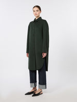 Wool Drap Midi Coat for Women - Dark Green - Max Mara KSA