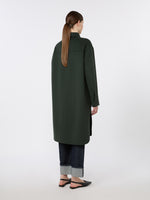 Wool Drap Midi Coat for Women - Dark Green - Max Mara KSA