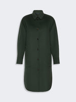 Wool Drap Midi Coat for Women - Dark Green - Max Mara KSA