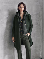 Wool Drap Midi Coat for Women - Dark Green - Max Mara KSA