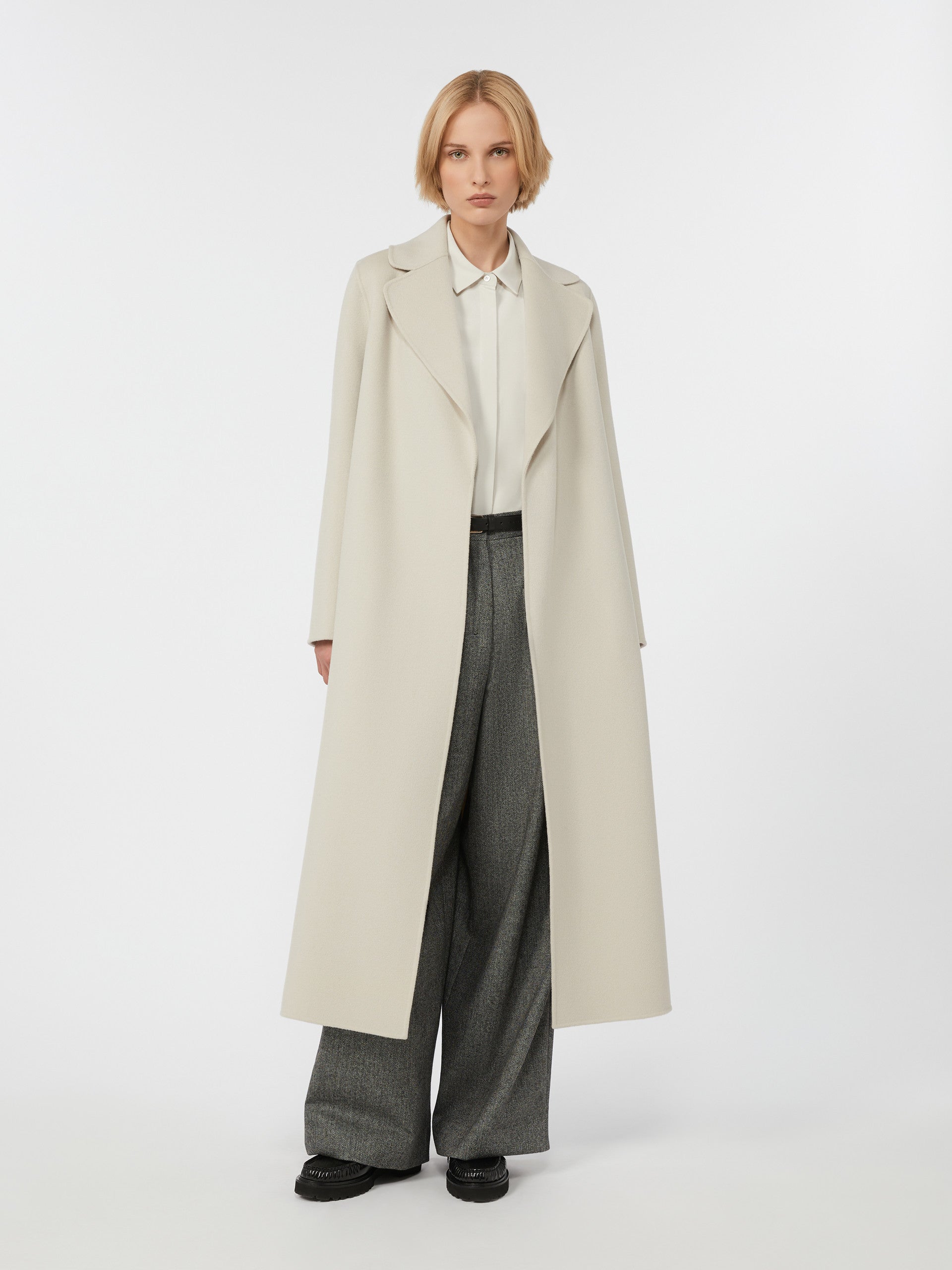 Wool drap wrap coat