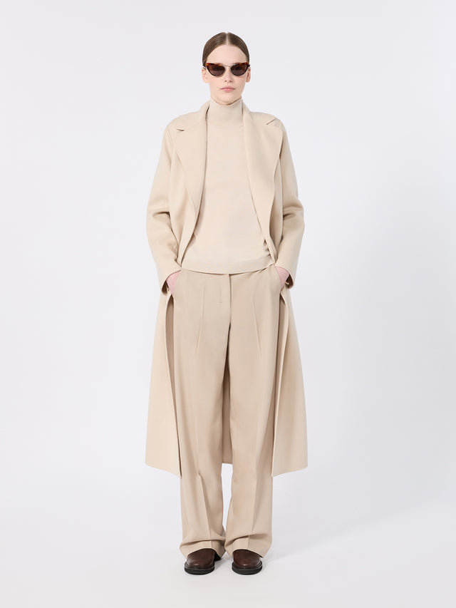 Wool Broadcloth Robe Coat for Women - Albino - Max Mara KSA