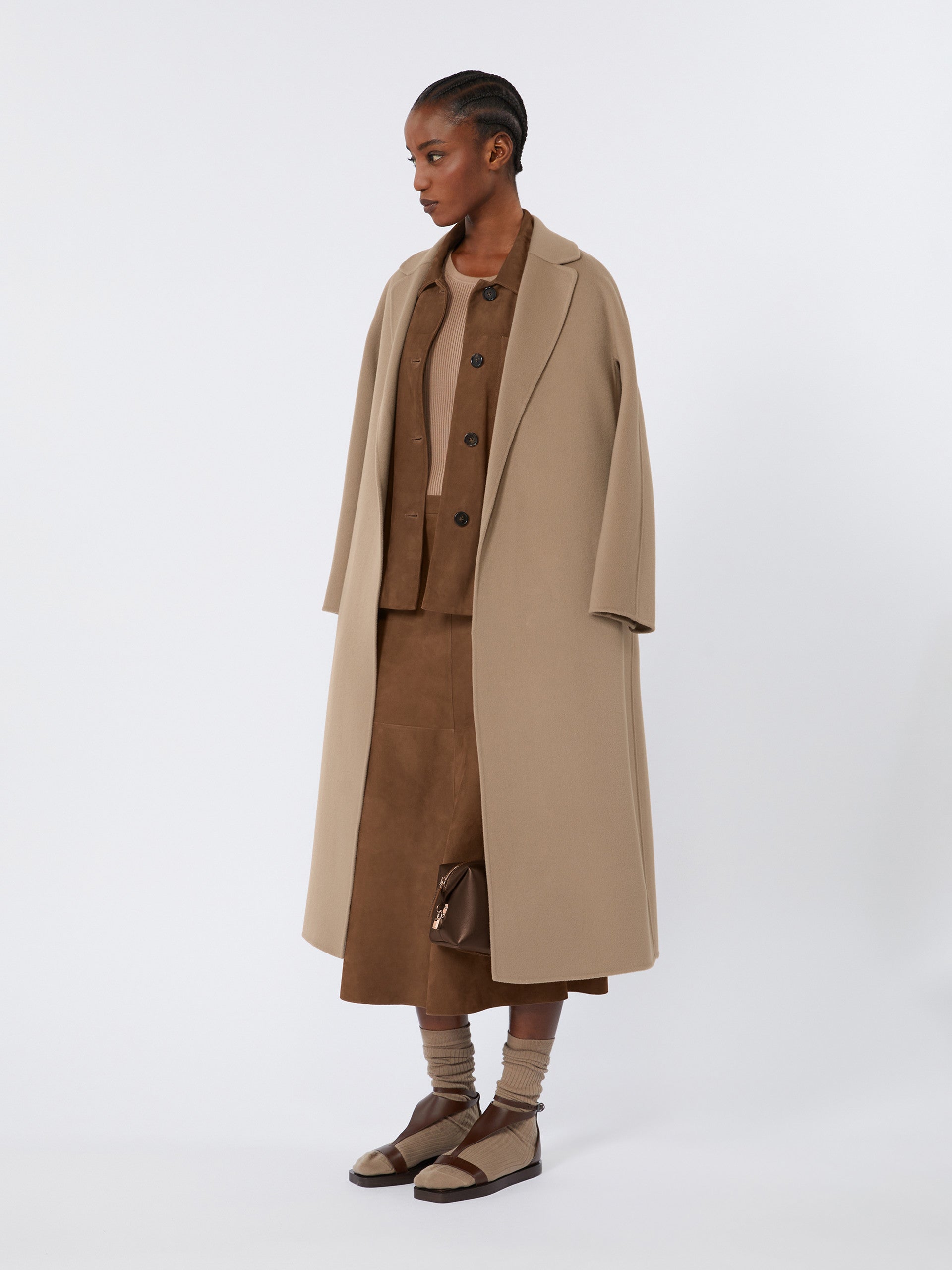 Wool broadcloth midi coat