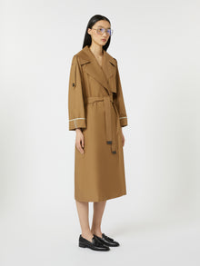 Oversized water-repellent twill trench coat