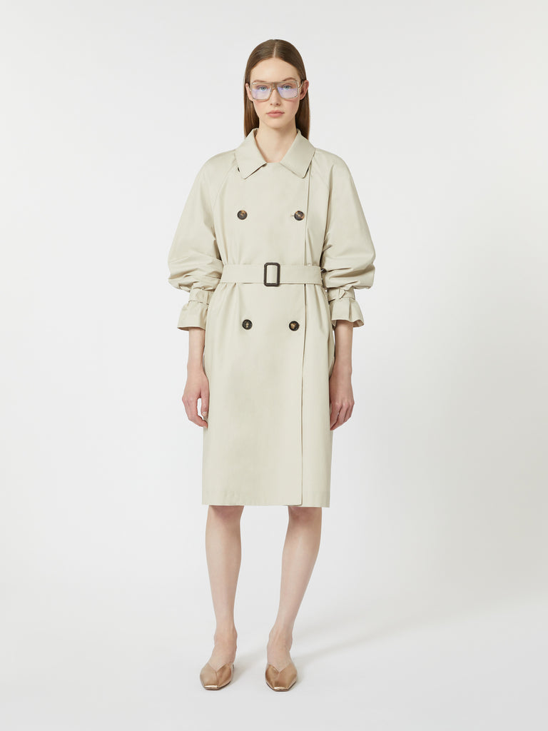 Double-breasted water-repellent twill trench coat