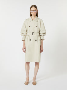 Double-breasted water-repellent twill trench coat