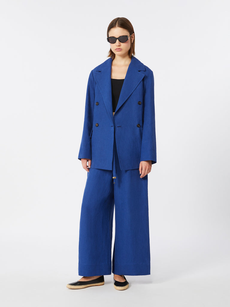 max mara double-breasted linen canvas jacket