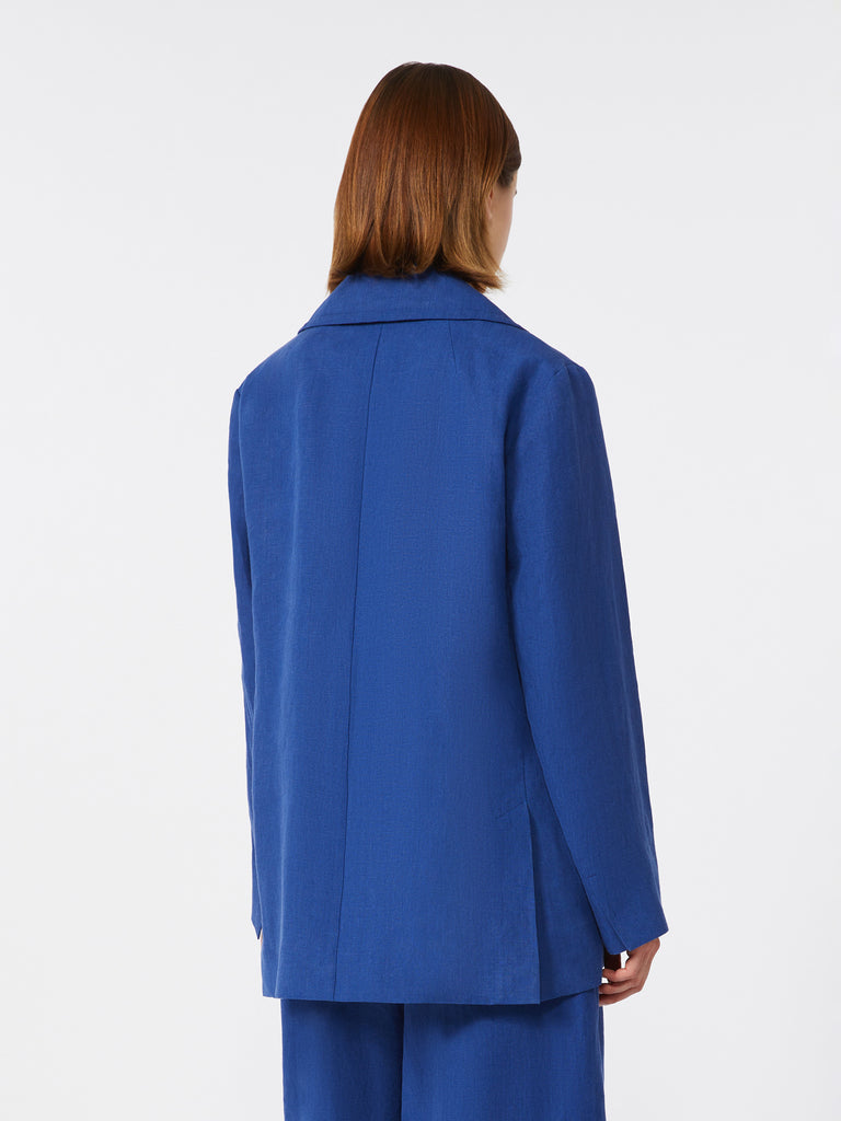 max mara double-breasted linen canvas jacket