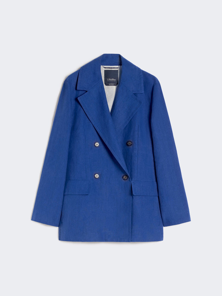 max mara double-breasted linen canvas jacket