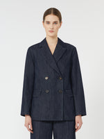 Double-breasted denim blazer