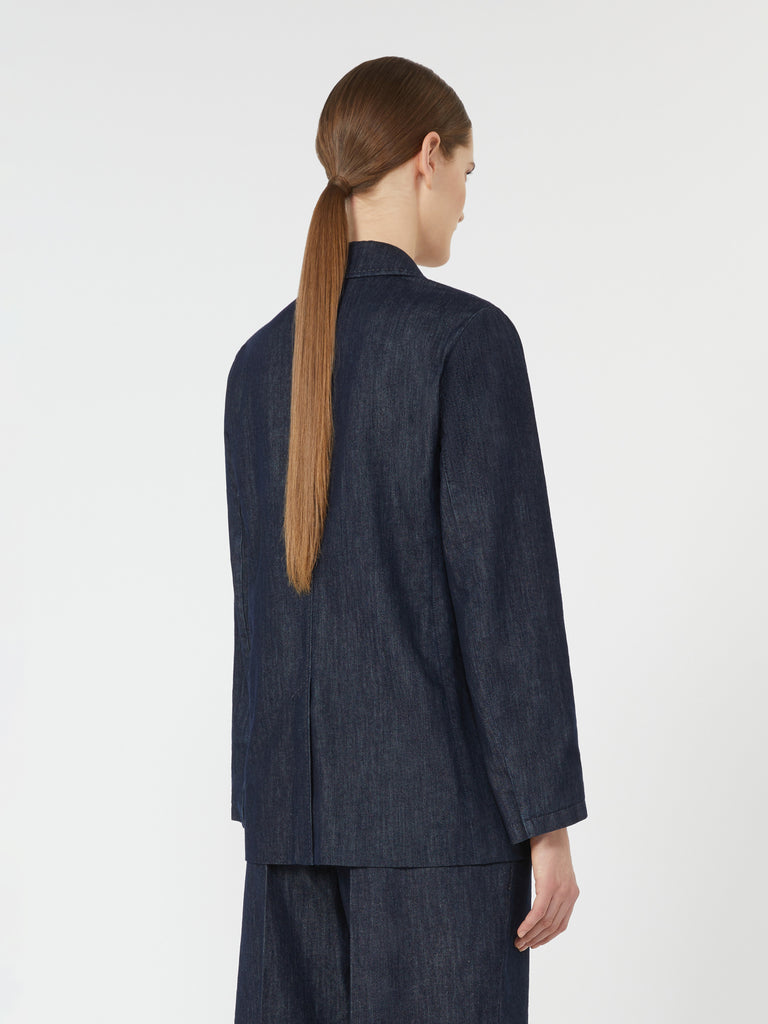 Double-breasted denim blazer