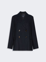 Double-Breasted Pinstripe Wool Jacket for Women - Midnightblue - Max Mara KSA