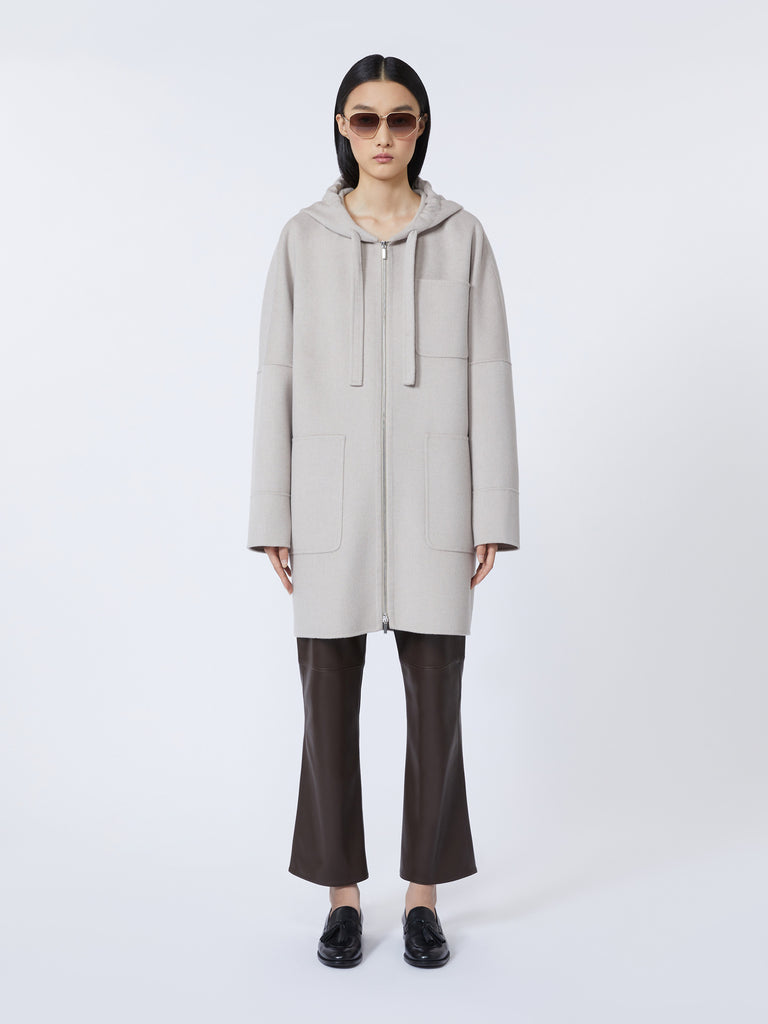 Double-faced wool hooded coat