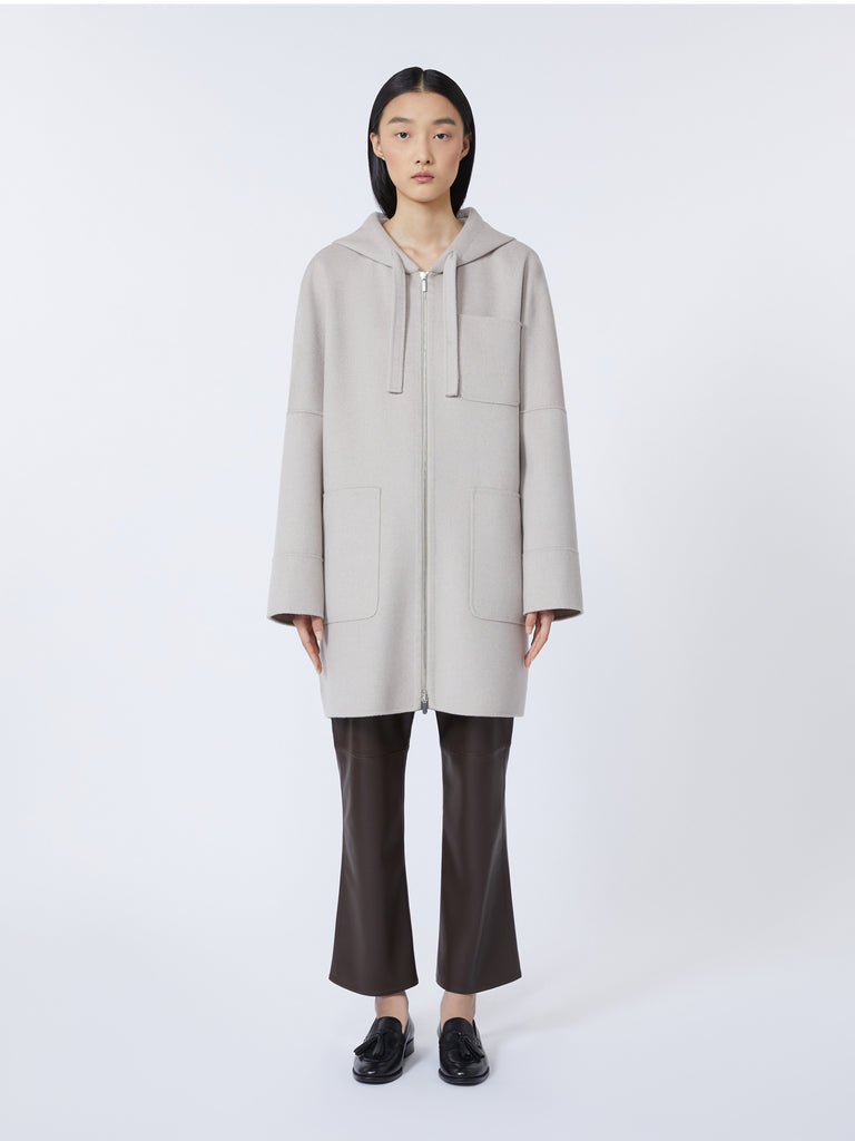 Double-faced wool hooded coat
