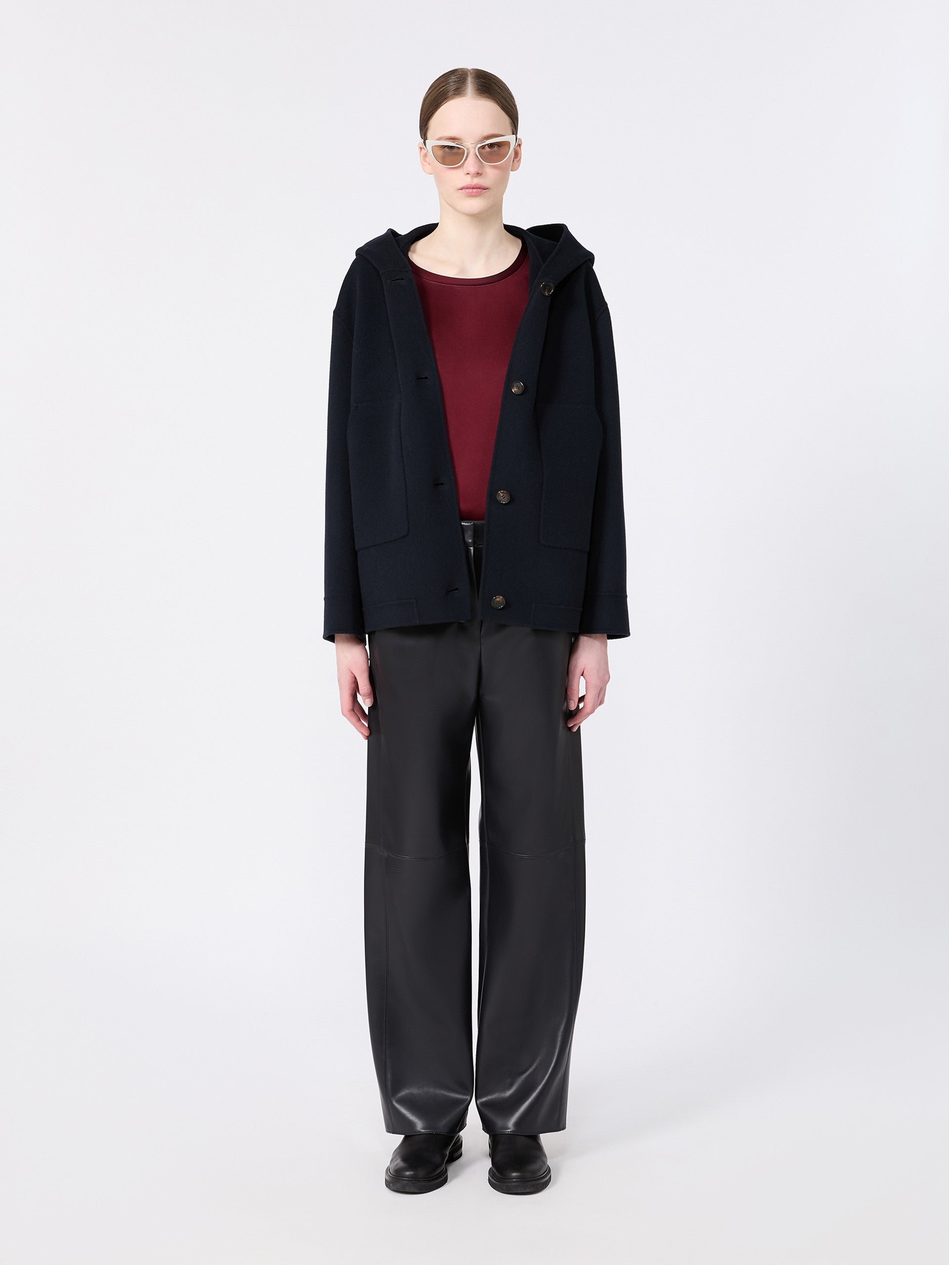 Hooded Wool Coat for Women - Midnightblue - Max Mara KSA