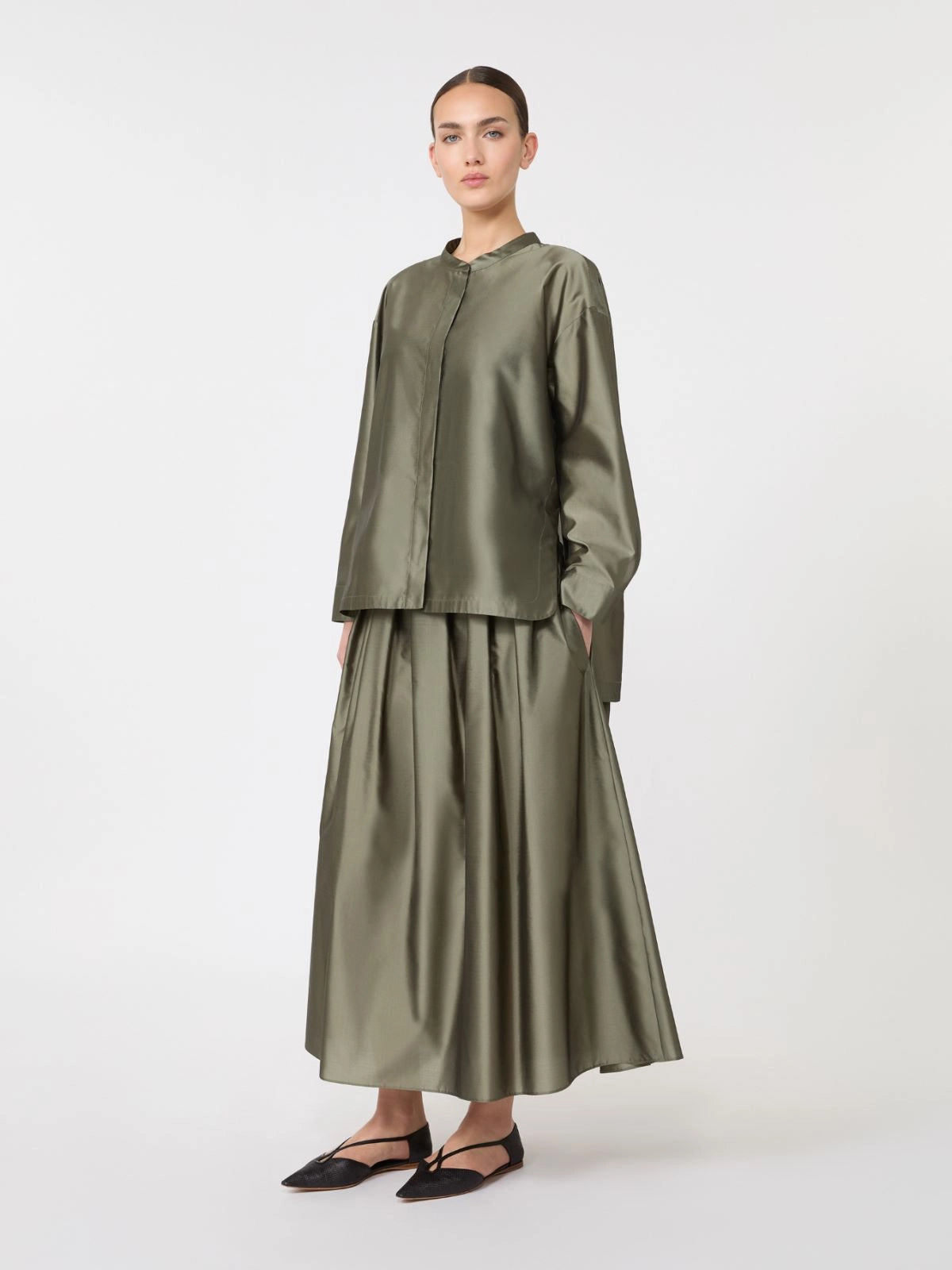 max mara pleated organza skirt for women