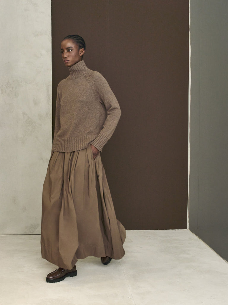 Cotton micro faille skirt