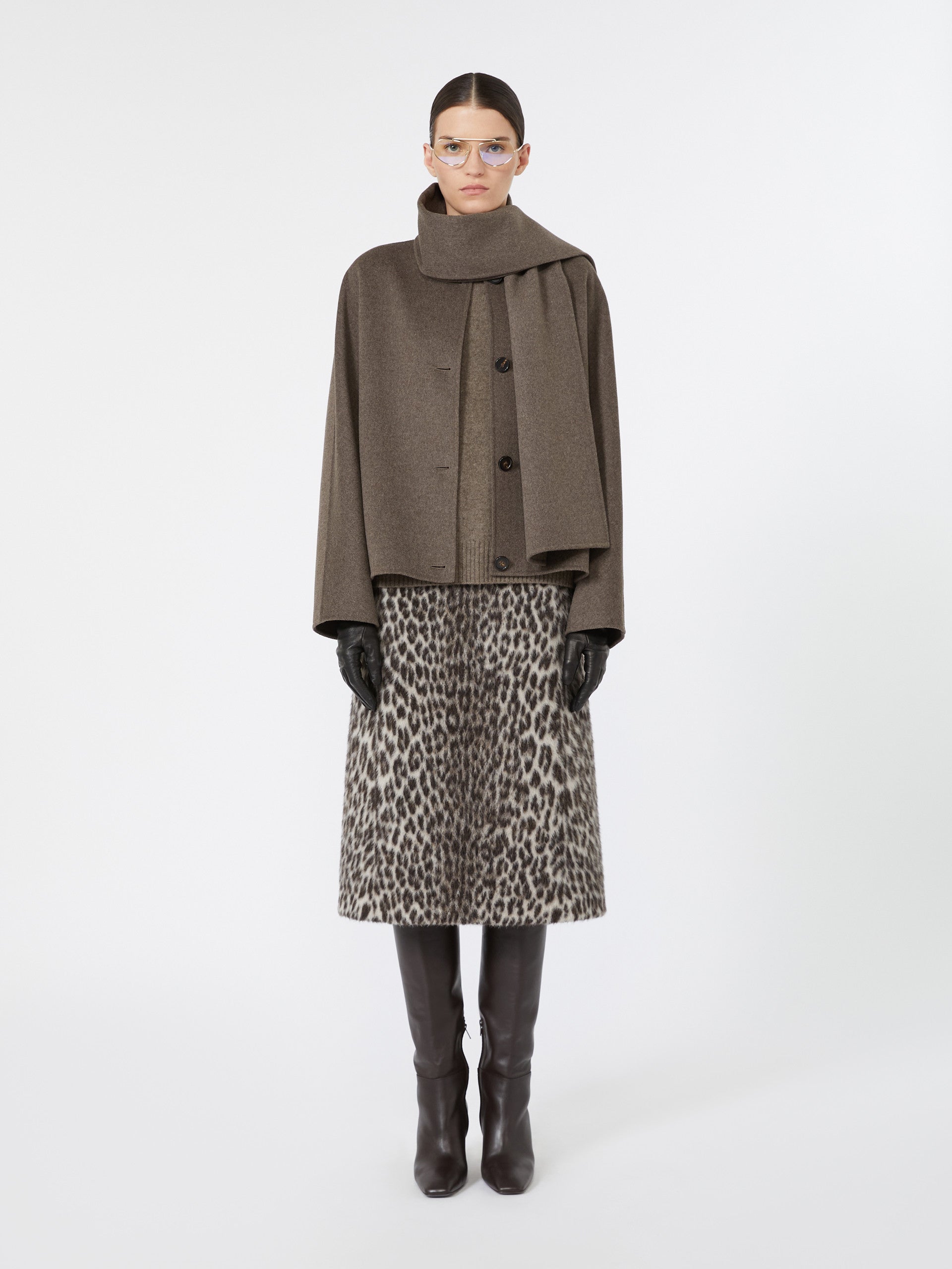 Jacquard Wool And Alpaca Calf-Length Skirt for Women - Ecru - Max Mara KSA