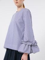 Poplin Blouse With Ruffles And Flounces for Women - Light Blue - Max Mara KSA