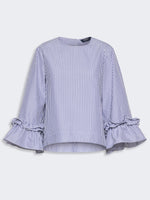 Poplin Blouse With Ruffles And Flounces for Women - Light Blue - Max Mara KSA