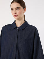 Wide Cotton Denim Shirt for Women - Midnightblue - Max Mara KSA