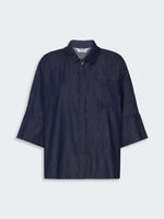 Wide Cotton Denim Shirt for Women - Midnightblue - Max Mara KSA
