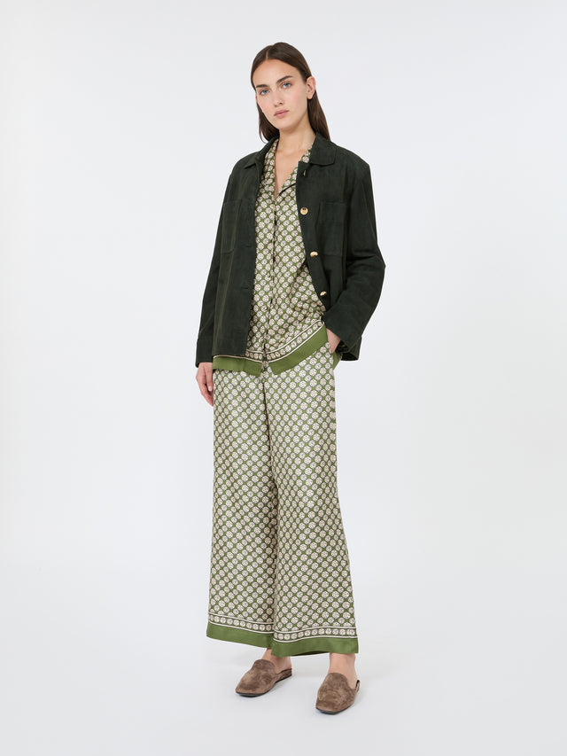 Printed Silk Shirt for Women - Kaki - Max Mara KSA