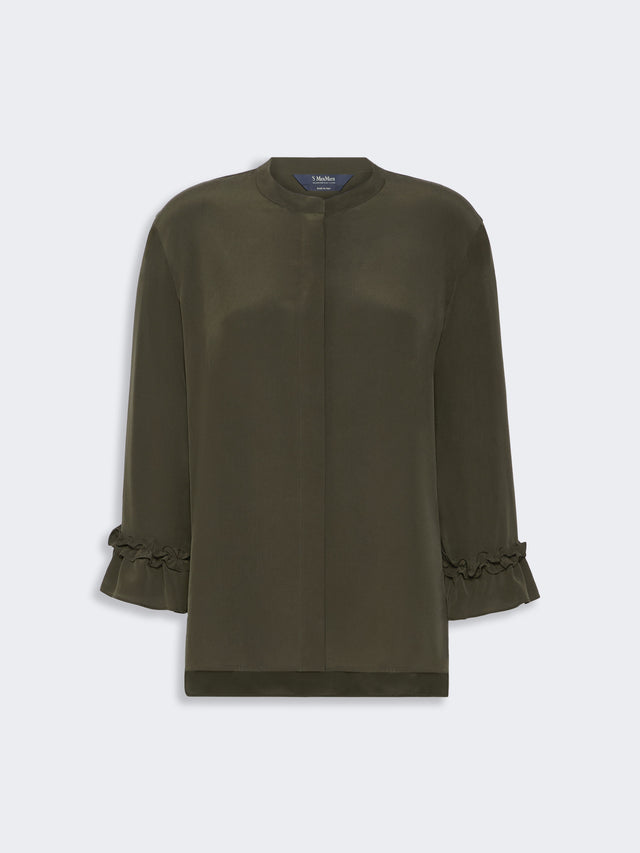 Silk Crêpe De Chine Shirt for Women - Kaki - Max Mara KSA