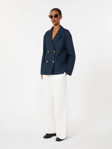 max mara wide-fit cotton and linen trousers for women