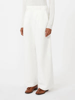 max mara wide-fit cotton and linen trousers for women