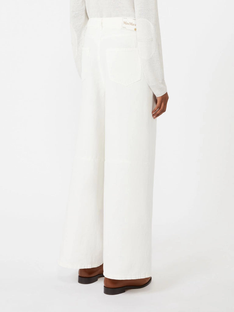 max mara wide-fit cotton and linen trousers